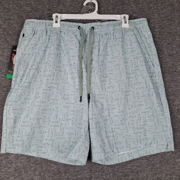 Eddie Bauer Light Blue Fish Print Volley Swim Trunk Shorts NWT MENS Size XL - Picture 1 of 9